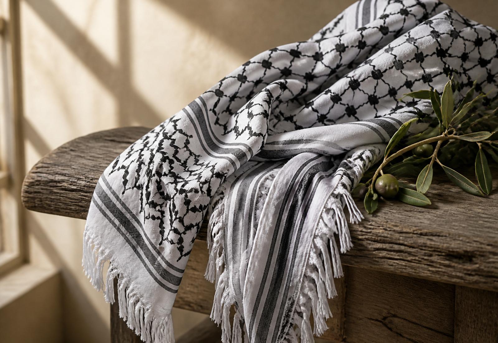 كوفية فلسطينية منسوجة يدوياً من متجر أبو كوفية